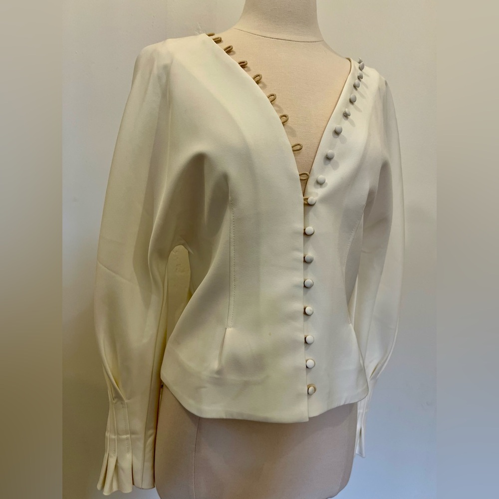 Custom-Made Cream Button-Down Blouse - Picture 2 of 4